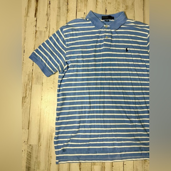 Polo Ralph Lauren Shirt Mens XL Blue/White Stripe Pony Preppy - Picture 3 of 9